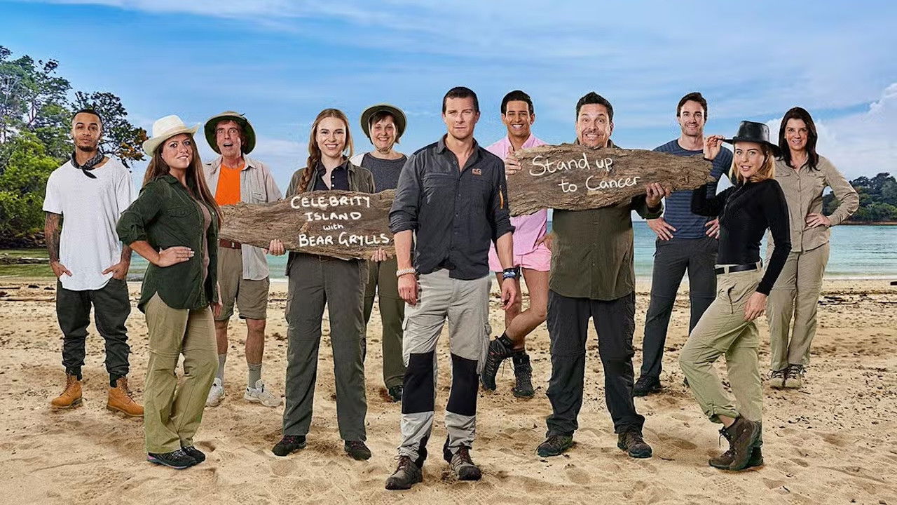 Celebrity Island with Bear Grylls backdrop