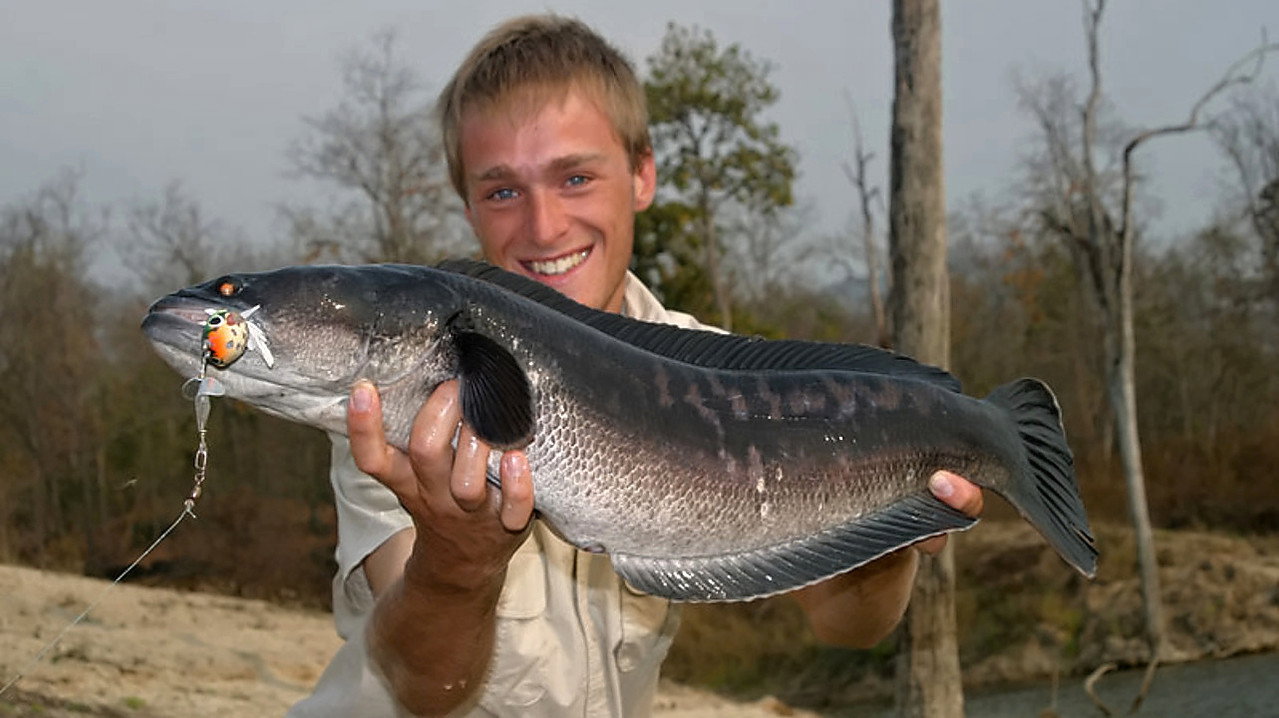 S Jakubem na rybách backdrop