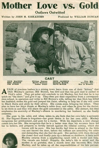 Movie poster for Mother Love vs Gold (1913)