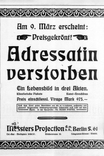 Movie poster for Adressatin verstorben (1912)