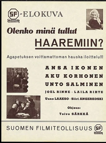 Movie poster for Olenko minä tullut haaremiin (1938)