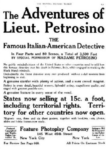 Movie poster for The Adventures of Lieutenant Petrosino (1912)