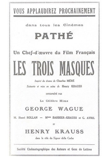 Movie poster for Les Trois masques (1921)