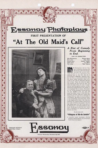 Movie poster for At the Old Maid's Call (1913)