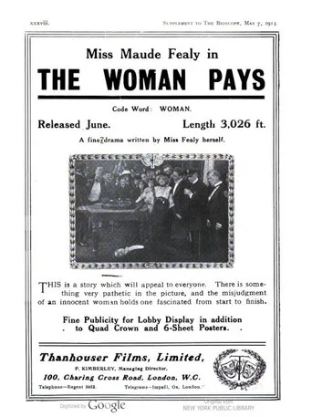 Movie poster for The Woman Pays (1914)