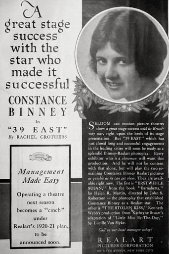 Movie poster for 39 East (1920)