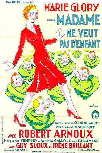 Movie poster for Madame ne veut pas d'enfant (1933)