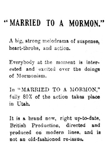 Movie poster for Married to a Mormon (1922)