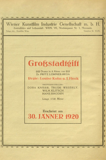 Movie poster for Großstadtgift (1920)