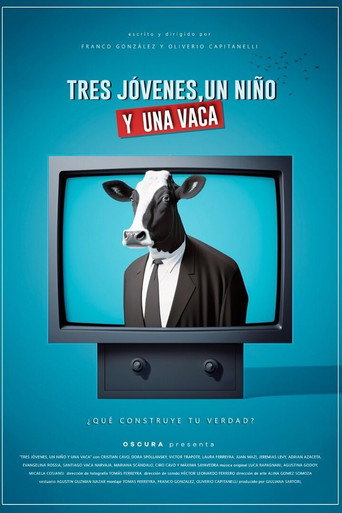 Tres jóvenes, un niño y una vaca poster
