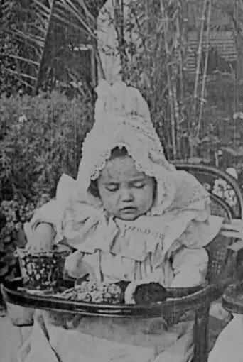 Two Toddlers in High Chairs poster