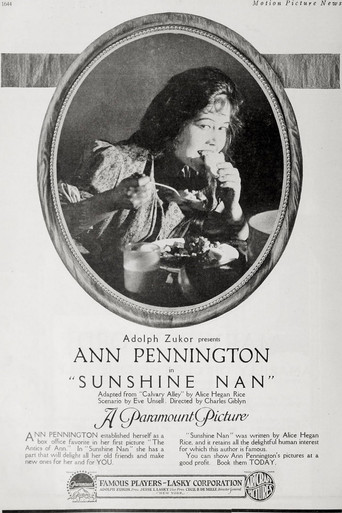Movie poster for Sunshine Nan (1918)