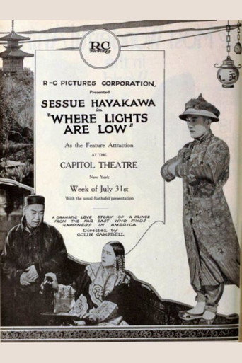 Movie poster for Where Lights Are Low (1921)