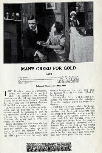 Movie poster for Man's Greed for Gold (1913)
