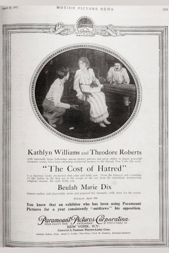 Movie poster for The Cost of Hatred (1917)
