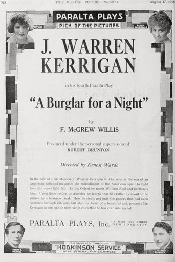 Movie poster for A Burglar for a Night (1918)