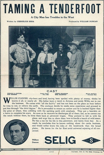 Movie poster for Taming a Tenderfoot (1913)
