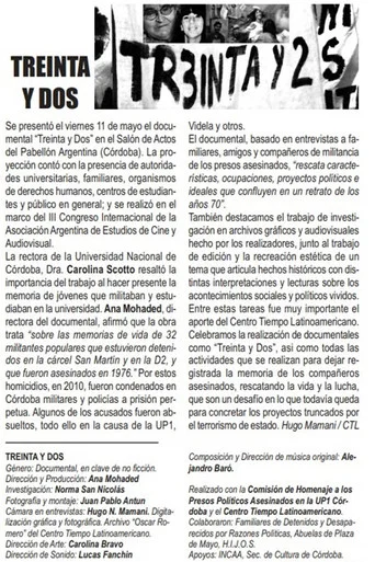 Movie poster for Treinta y dos: un documental de muchos tiempos (2012)