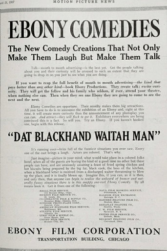 Movie poster for Dat Blackhand Waitah Man (1917)