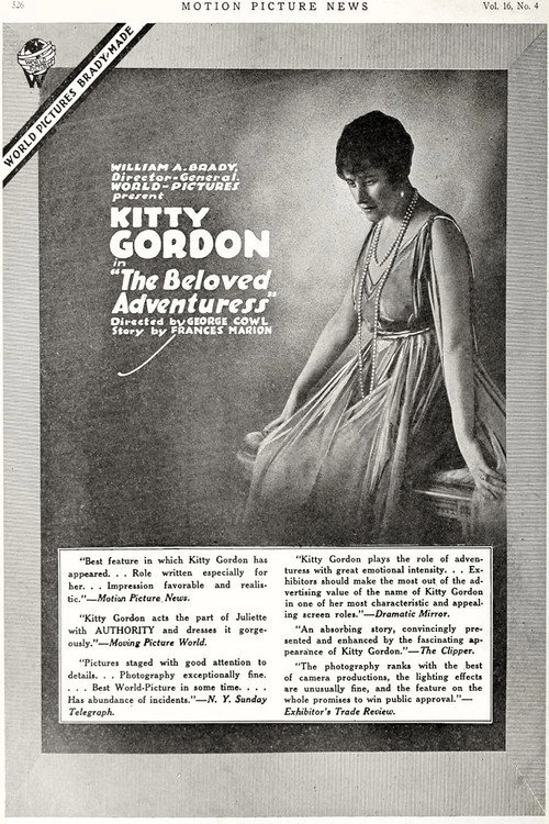 Movie poster for Beloved Adventuress (1917)