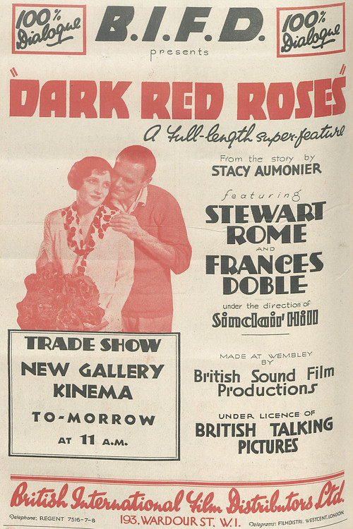 Movie poster for Dark Red Roses (1929)