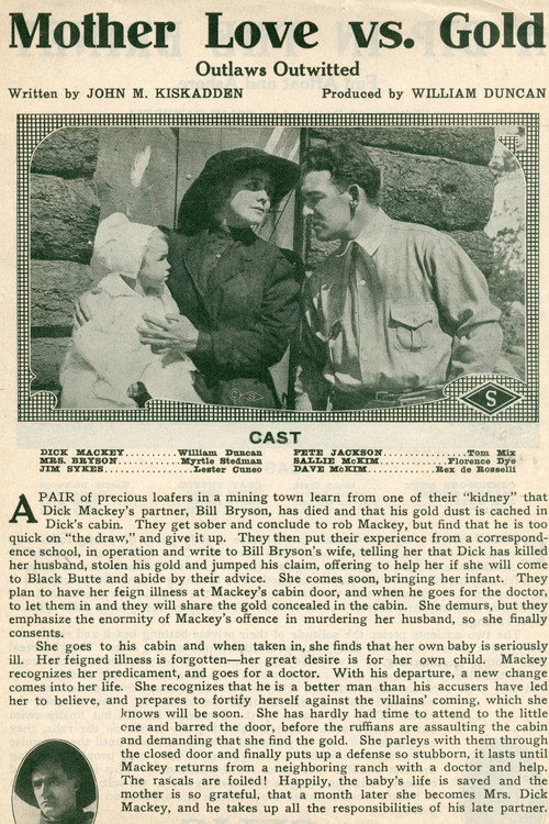 Movie poster for Mother Love vs Gold (1913)