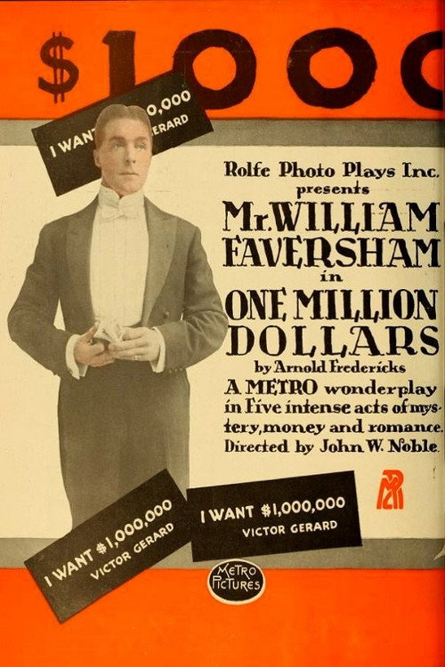 Movie poster for One Million Dollars (1915)