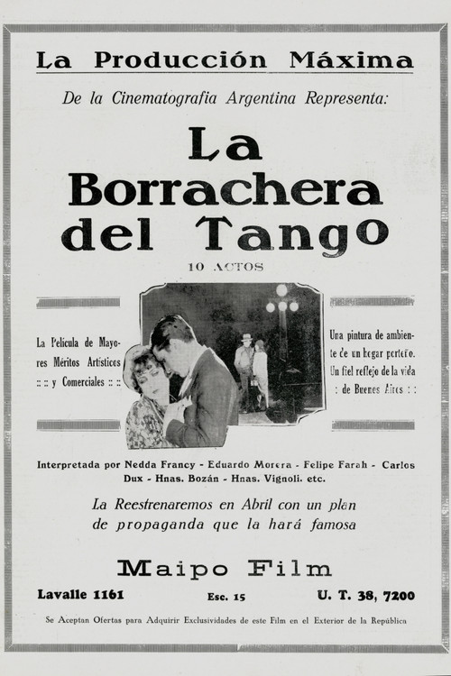Movie poster for La borrachera del tango (1928)