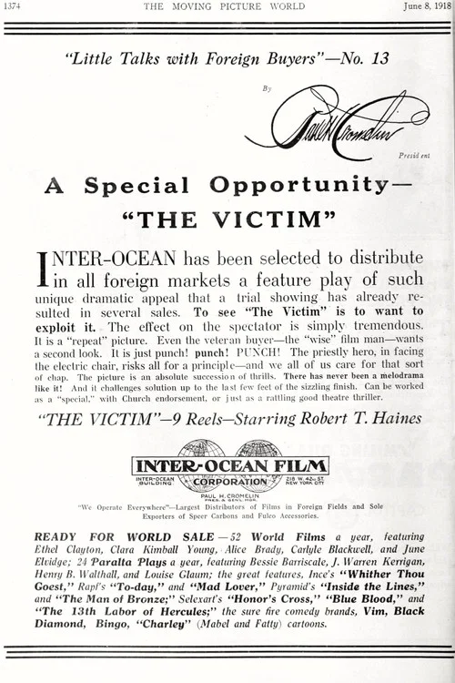 Movie poster for The Victim (1920)
