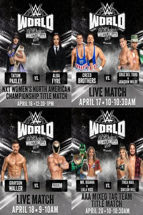 Movie poster for LIVE matches from WWE World: April 19, 2026 Part 2 (2026)