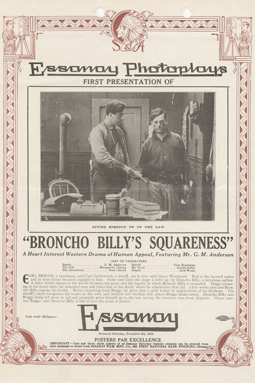 Movie poster for Broncho Billy's Squareness (1913)