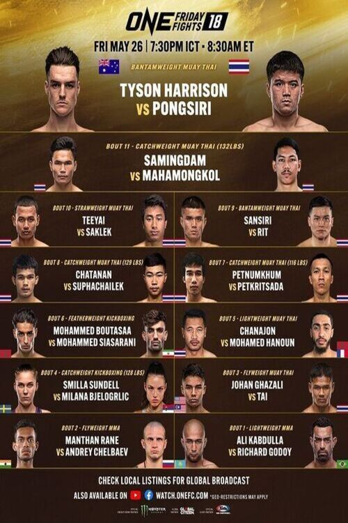 Movie poster for ONE Friday Fights 18: Harrison vs. Pongsiri (2023)