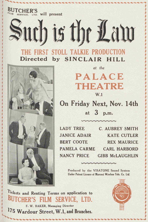 Movie poster for Such Is the Law (1930)