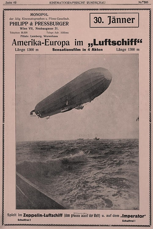 Movie poster for America to Europe in an Airship (1913)