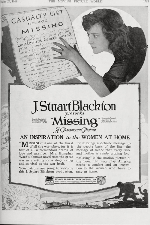 Movie poster for Missing (1918)