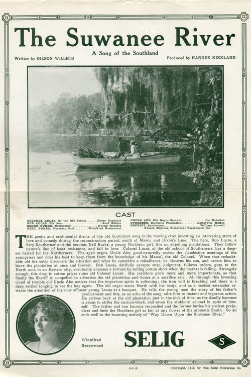 Movie poster for The Suwanee River (1913)