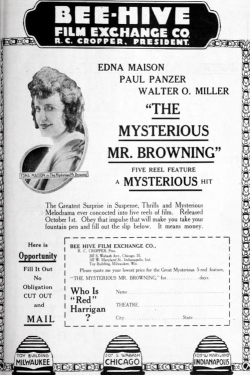 Movie poster for The Mysterious Mr. Browning (1918)