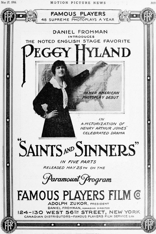 Movie poster for Saints and Sinners (1916)