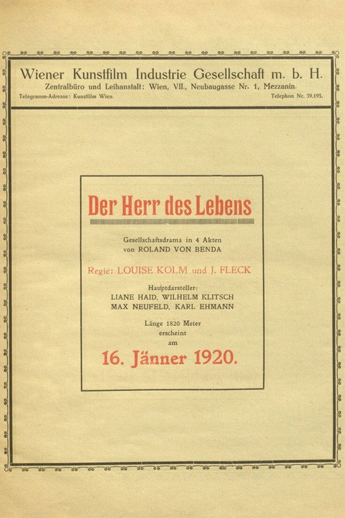 Movie poster for Der Herr des Lebens (1920)