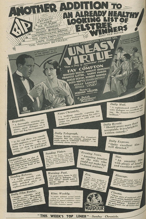 Movie poster for Uneasy Virtue (1931)