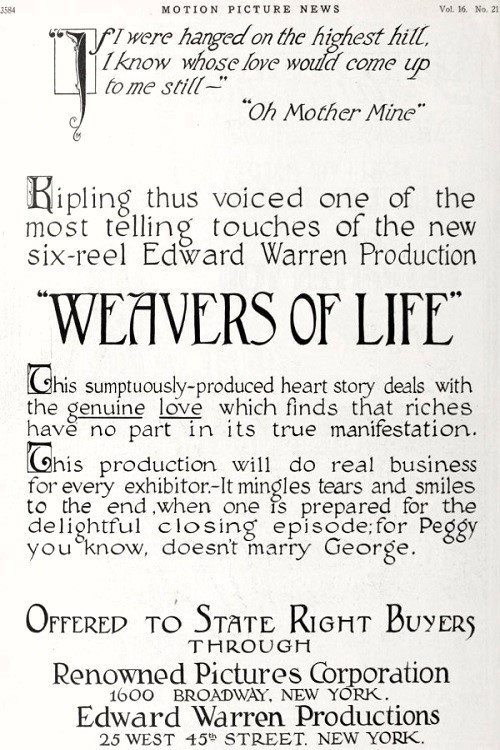 Movie poster for The Weavers of Life (1917)