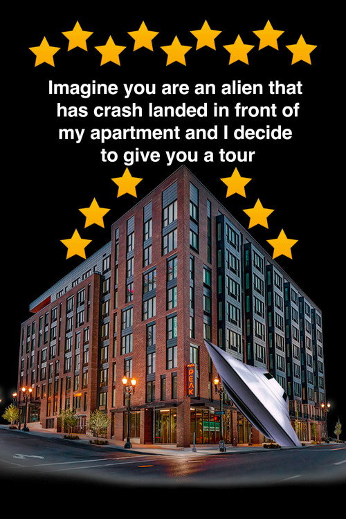 Movie poster for Imagine you are an alien that has crash landed in front of my apartment and I decide to give you a tour. (2024)