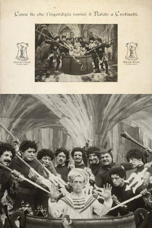 Movie poster for Come fu che l'ingordigia rovinò il Natale a Cretinetti (1910)