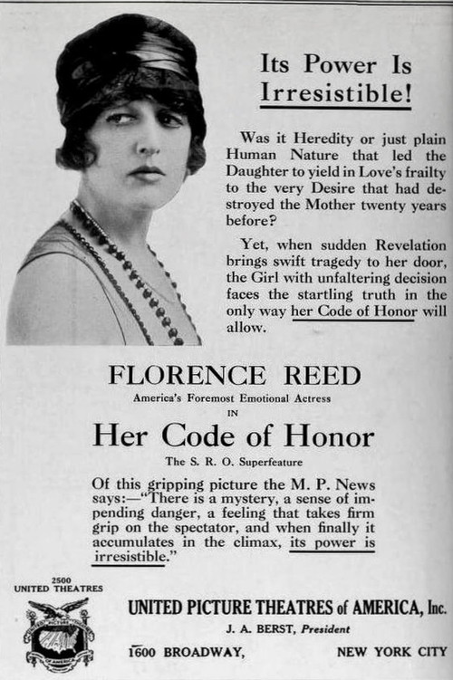 Movie poster for Her Code of Honor (1919)