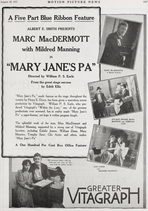 Movie poster for Mary Jane's Pa (1917)