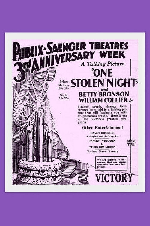 Movie poster for One Stolen Night (1929)