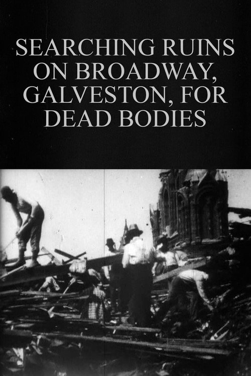 Movie poster for Searching Ruins on Broadway, Galveston, for Dead Bodies (1900)