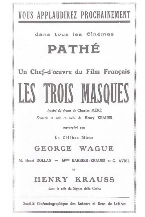 Movie poster for Les Trois masques (1921)