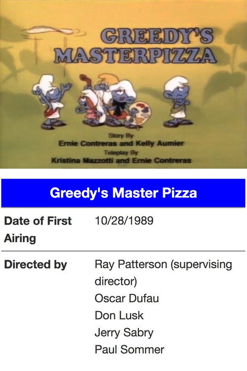 Movie poster for The Smurfs - Greedy's Master Pizza (1989)