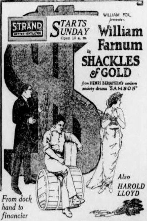 Movie poster for Shackles of Gold (1922)